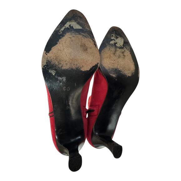 Vintage Bally Red Suede Stitch Detail Ankle Boots 5M Made in Italy Kitten Heel - Picture 9 of 13